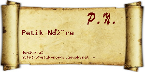 Petik Nóra névjegykártya